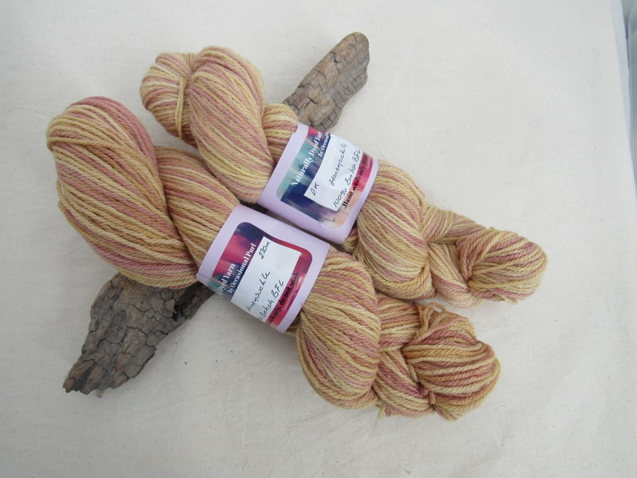 100g Honeysuckle BFL Space Dyed Natural Dye DK Yarn