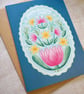 Folk Art inspired Waterlily & Daisy Birthday Card - Image 3
