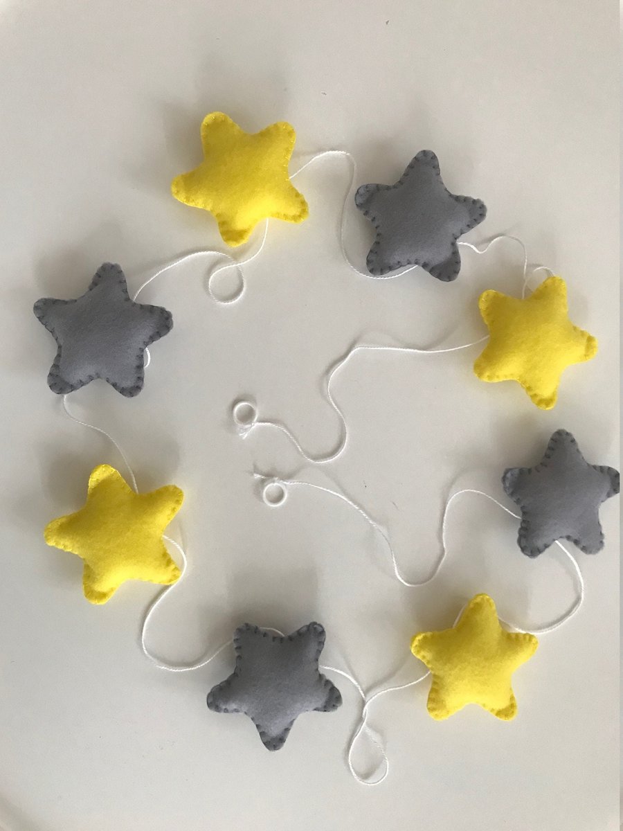 Stars Felt Garland, Handmade Felt Garland, Handmade Felt Decoration, Handcrafted