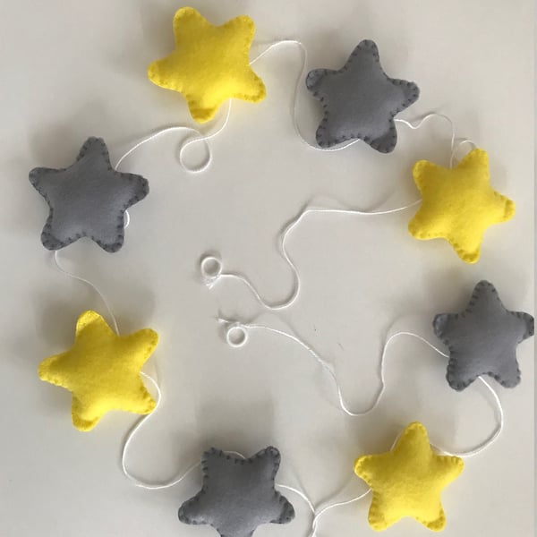 Stars Felt Garland, Handmade Felt Garland, Handmade Felt Decoration, Handcrafted