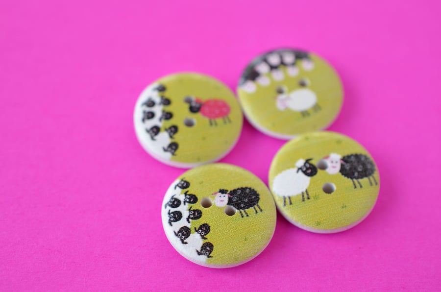 20mm Wooden Sheep Buttons Fun Children's Button (RS1)