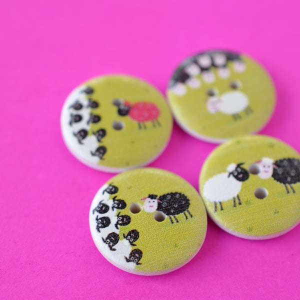 20mm Wooden Sheep Buttons Fun Children's Button (RS1)