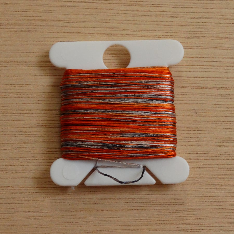 Grey Tonal Orange - 50m , Hand Dyed Embroidery Silk, Dyed To Order