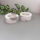 Taupe and White Patterned Tea light Holder - Marbled or Swirl Finish