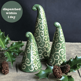 Sgraffito swirl tree trio - set 2