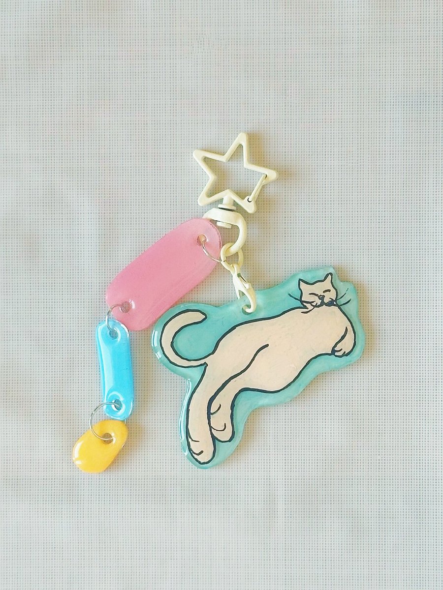Beautiful Dream Cat-Handmade Original Pet Illustration Keyring