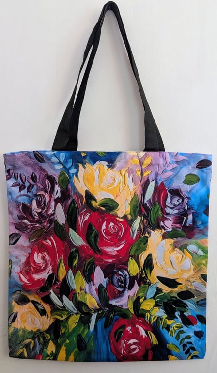 Floral Tote Bag - "Chasing Rainbows" Original oil painting design canvas shopper