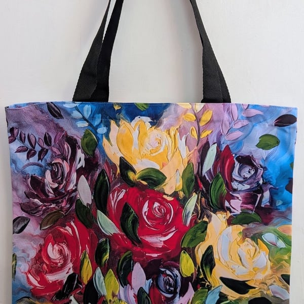 Floral Tote Bag - "Chasing Rainbows" Original oil painting design canvas shopper