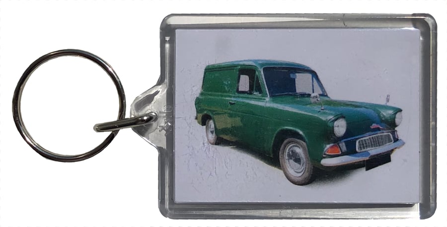 Ford Anglia Van 1966 - Keyring with 50x35mm Insert - Van Enthusiast