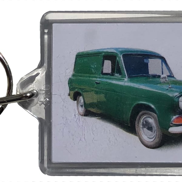Ford Anglia Van 1966 - Keyring with 50x35mm Insert - Van Enthusiast