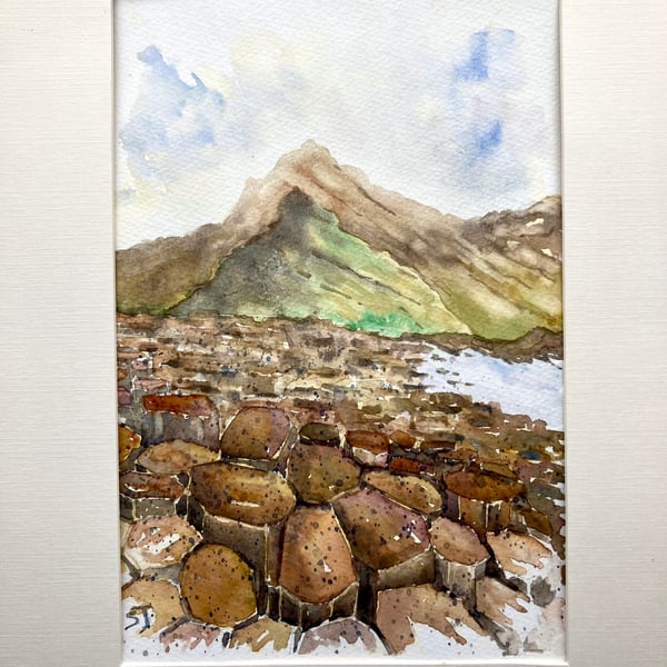 Original watercolour painting of The Giants Causeway Northern Ireland