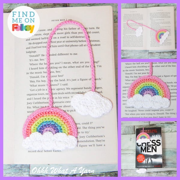 Crochet pastel rainbow bookmark, rainbow bookmark, page keeper, page finder.