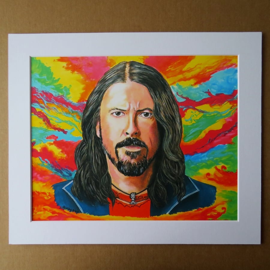 DAVE GROHL - FOO FIGHTERS - ART PRINT WITH MOUNT
