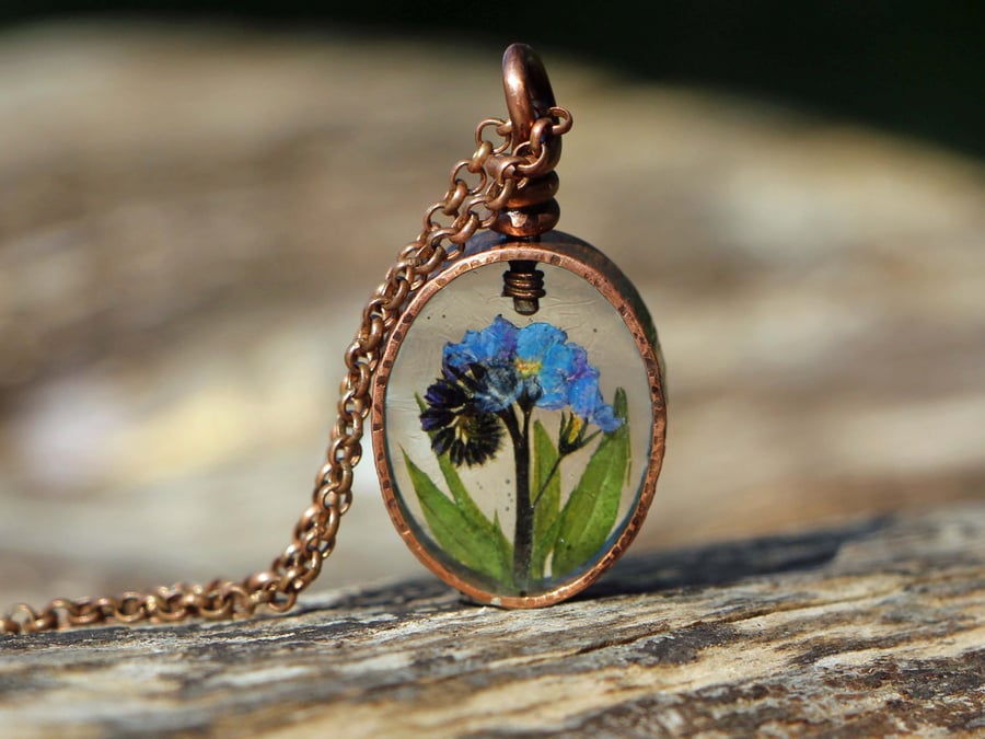 Forget me not pressed flower necklace deals