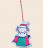 Festive Pot Highland Cow Christmas Decoration - Embroidered Felt Ornament