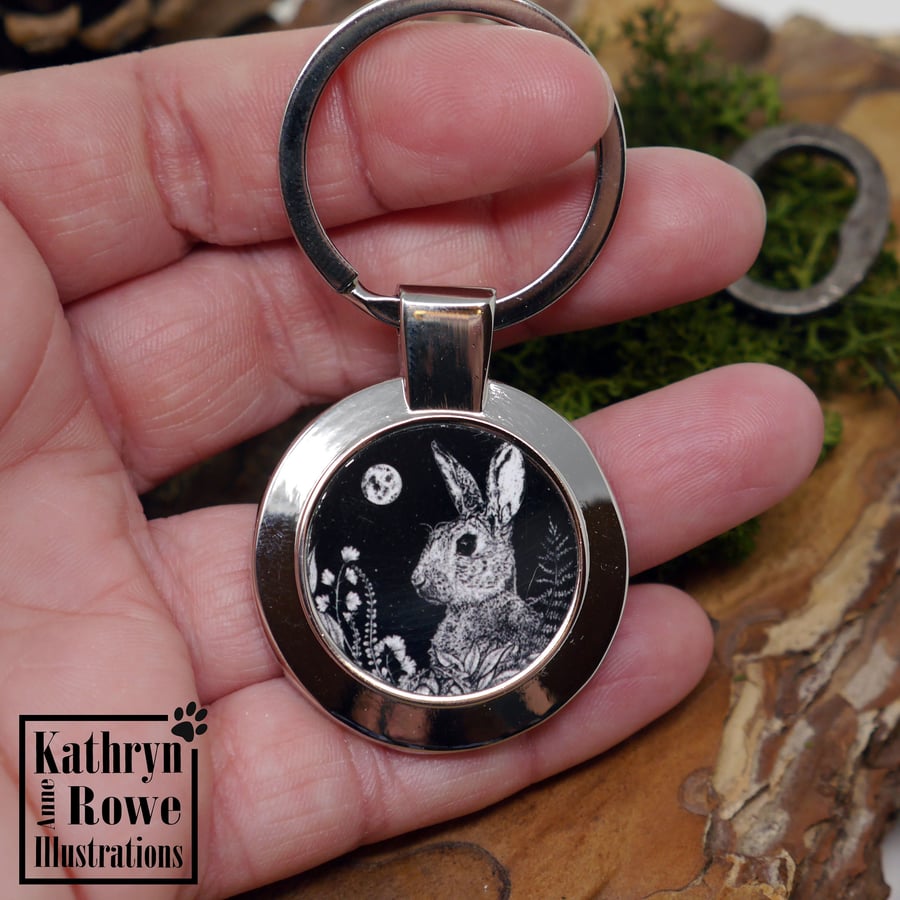 Rabbit, Wild Rabbit, Rabbit Design, Bunny, Keyring, Rabbit Keyring, Birthday,