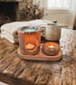 Terracotta-Inspired Eco-Resin Wax Melt Burner, Tealight Holder & Tray Set