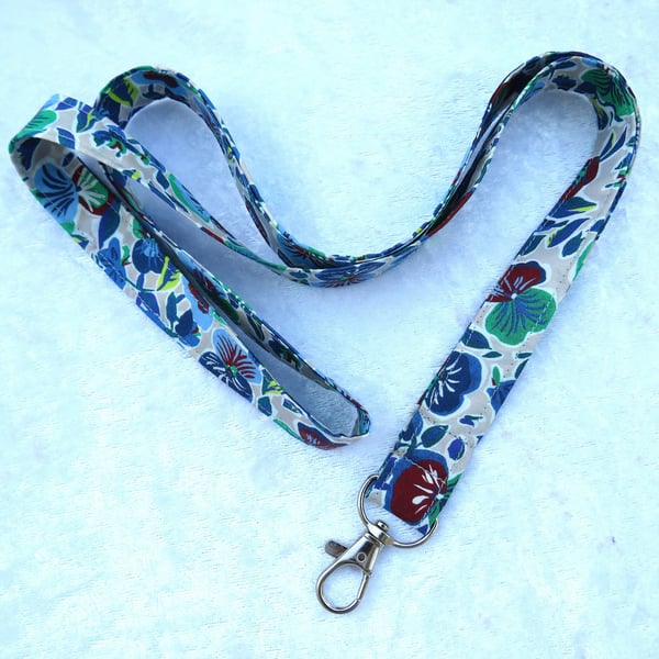 Liberty print lanyard, pansy design