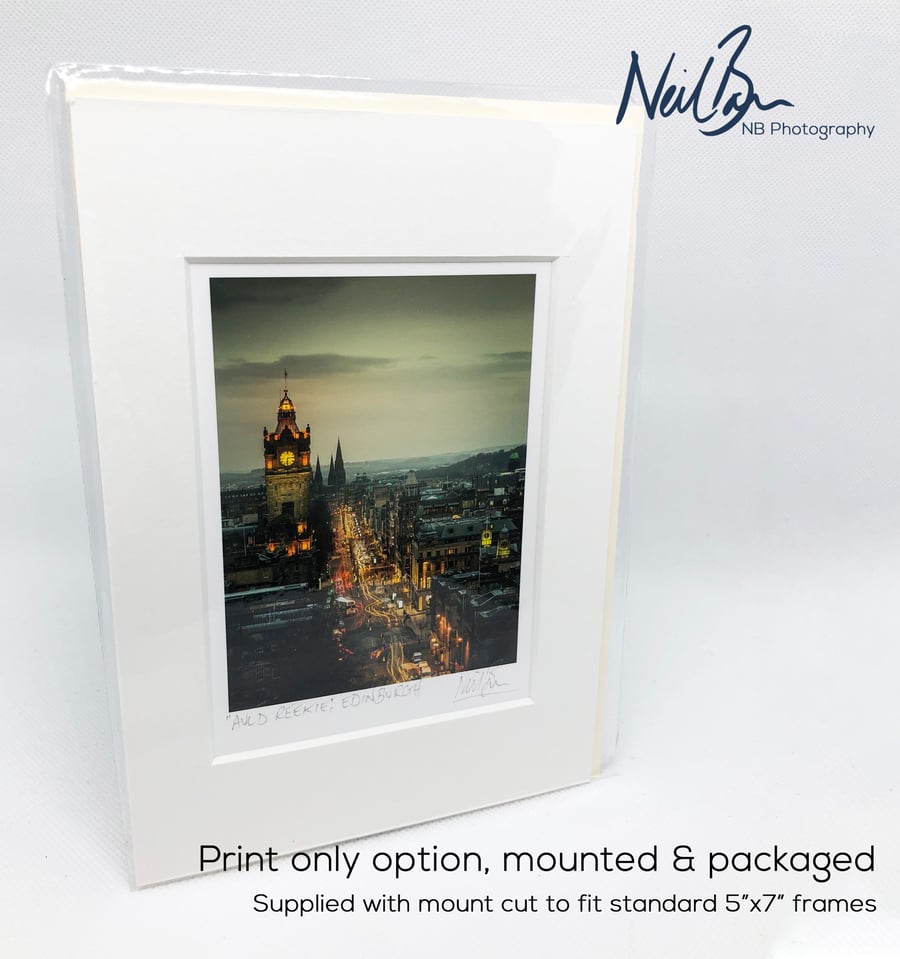 Auld Reekie - Princes Street Edinburgh Scotland - A6 (5" x 7") Unframed Print