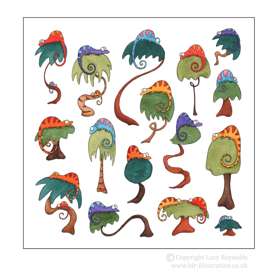 Colourful Chameleons Print