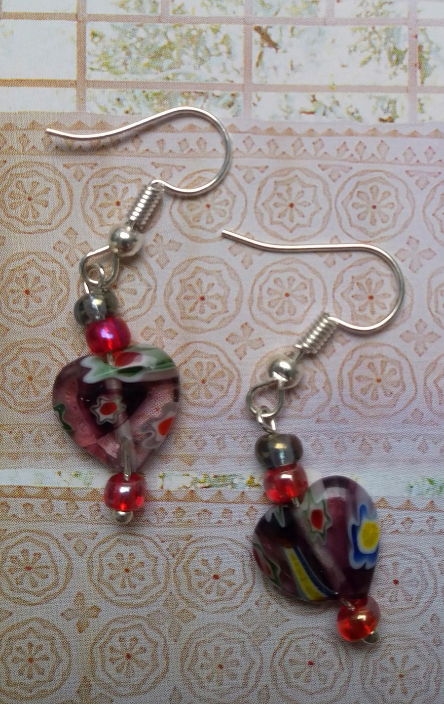 Beautiful Glass Heart Earrings
