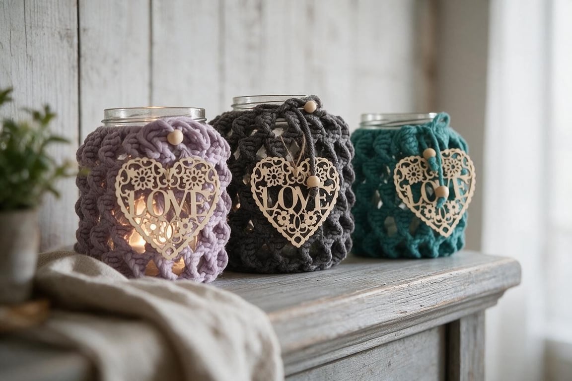 Boho Macrame style Night light - Lantern - Vase - Candle holder 
