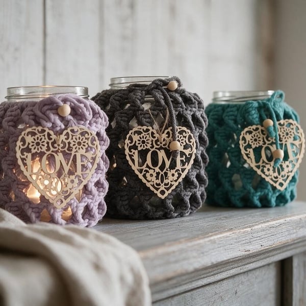 Boho Macrame style Night light - Lantern - Vase - Candle holder 