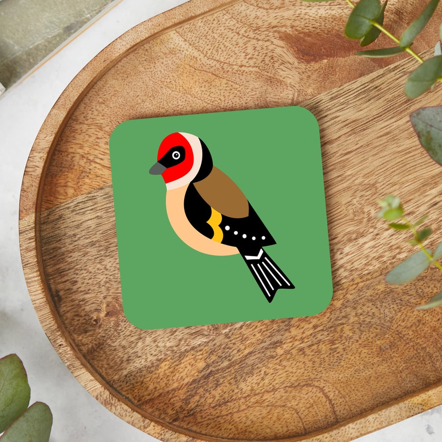 Goldfinch Coaster, Bird Drinks Mats, Nature Homewares, Garden Birds, Bird Design