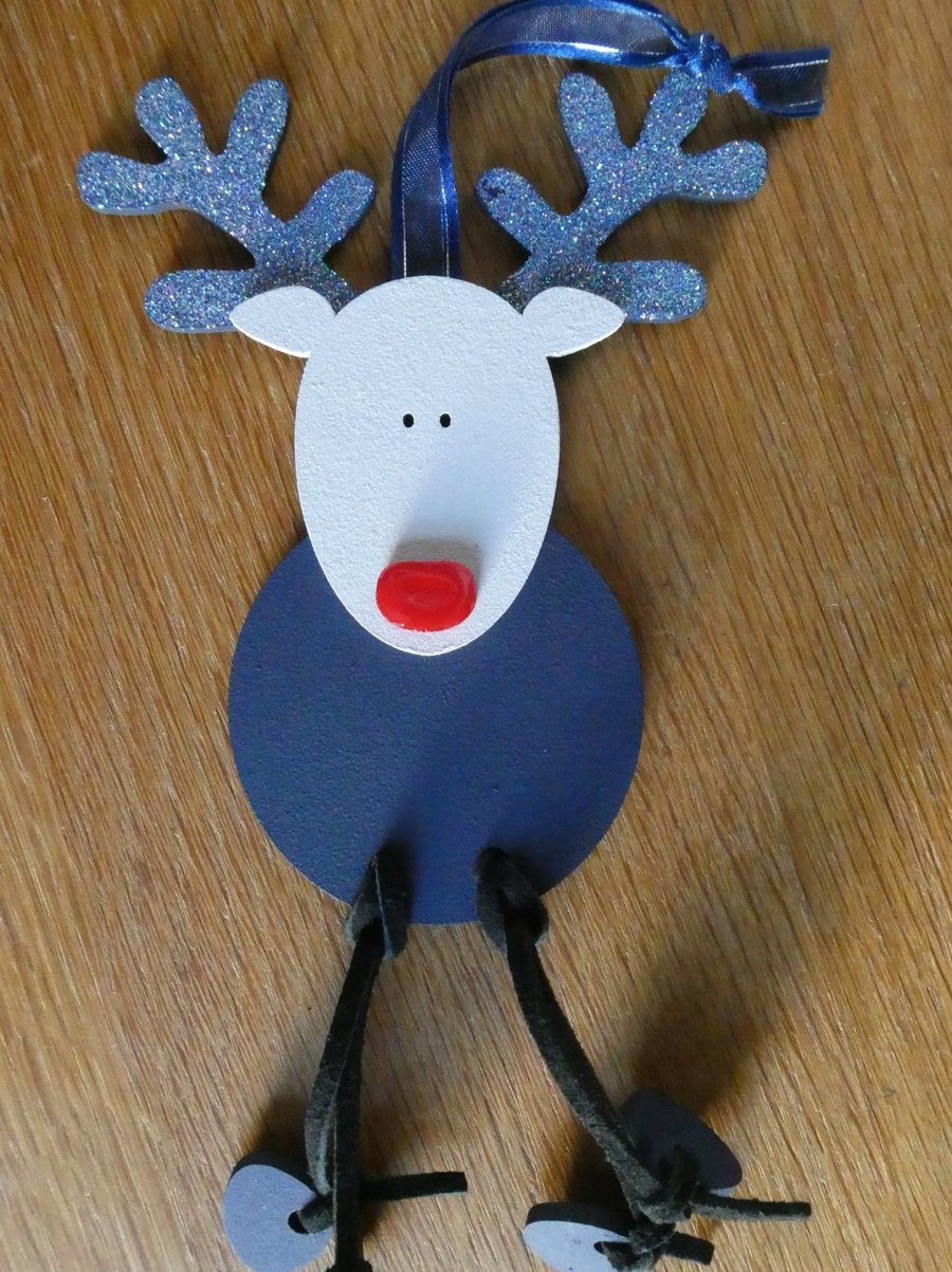 Navy Blue Reindeer Hanging Decoration