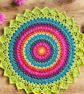 large, bright, crochet doily, mandala table mat - Image 1