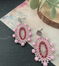 Hoop earrings, pretty pink handcrafted oval hoop glass beaded statement earrring - Image 7