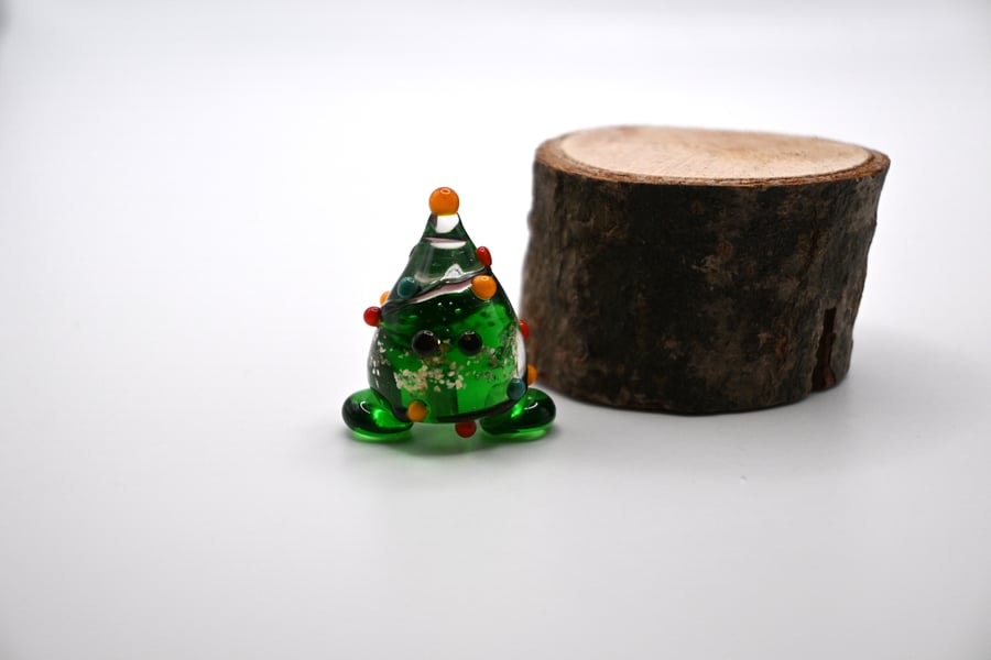 small glass christmas tree wisp figure