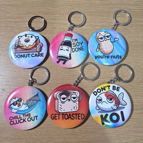58mm Metal Keyring with Sarcastic Design  Custom Photopaper Print Durable