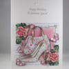 Decoupage,3D Handbag and Shoes Birthday Card , Paris Chic,Personalise