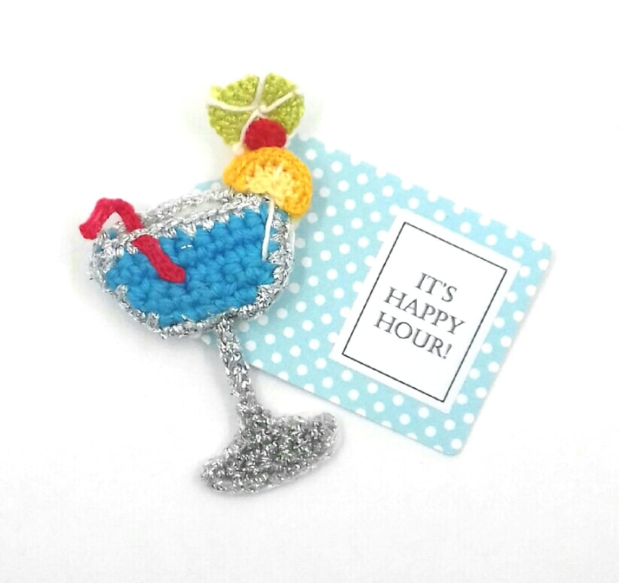 Crochet Cocktail Brooch 