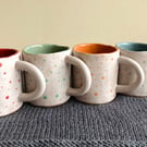 Hand pinched set of 4 spotty espresso cups