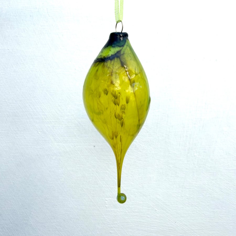 Blown Glass Green Bauble Decoration