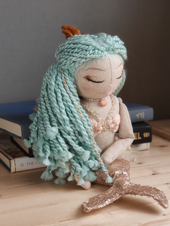 Mermaid Art Doll, Coastal Decor for Collectors, Unique Handmade Gift 