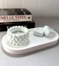 Mint Green Tea light Holder & Heart Diffuser Set on White Oval Tray 