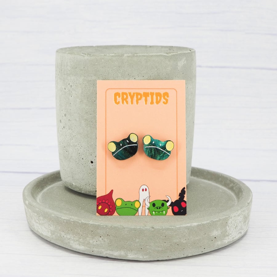 Titanium ear wire Loveland frogman stud earrings - Acrylic hypoallergenic