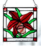Orchid Stained Glass Suncatcher Rose Red Framed 
