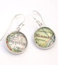 Bespoke Map Earrings - You choose map location, Silver Round Dangle Earrings  - Image 3