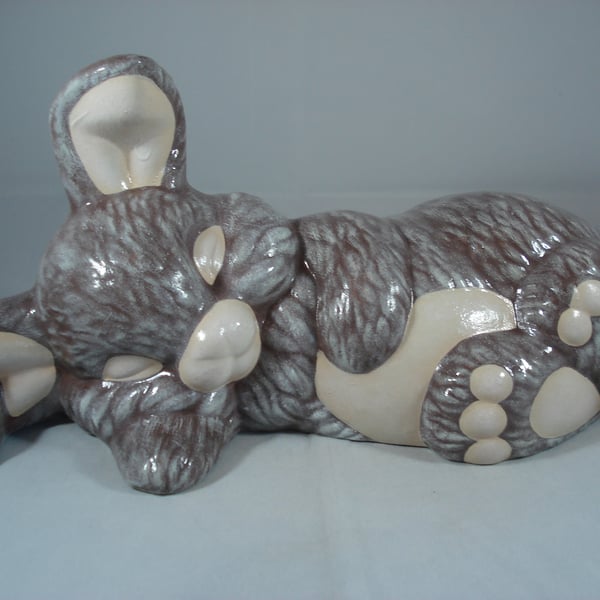 Ceramic Easter Woodland Brown Bunny Rabbit Animal Mammal Figurine Ornament.