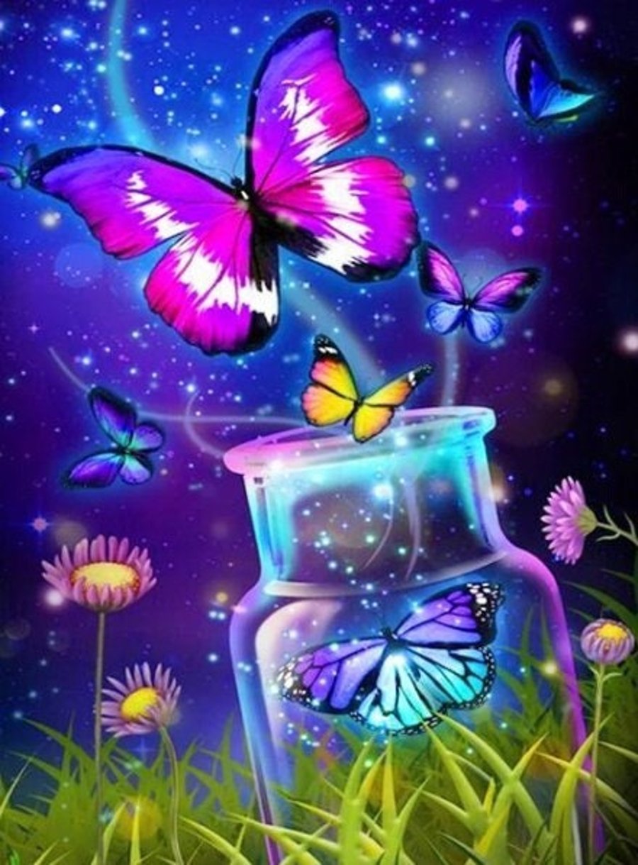 5D DIY Magical Butterfly in a Jar Diamond Painting Kit Painting for Adults 30cm 