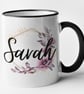 Personalised Floral Name Mug Flowers & Name Mug Custom Name  - Image 5