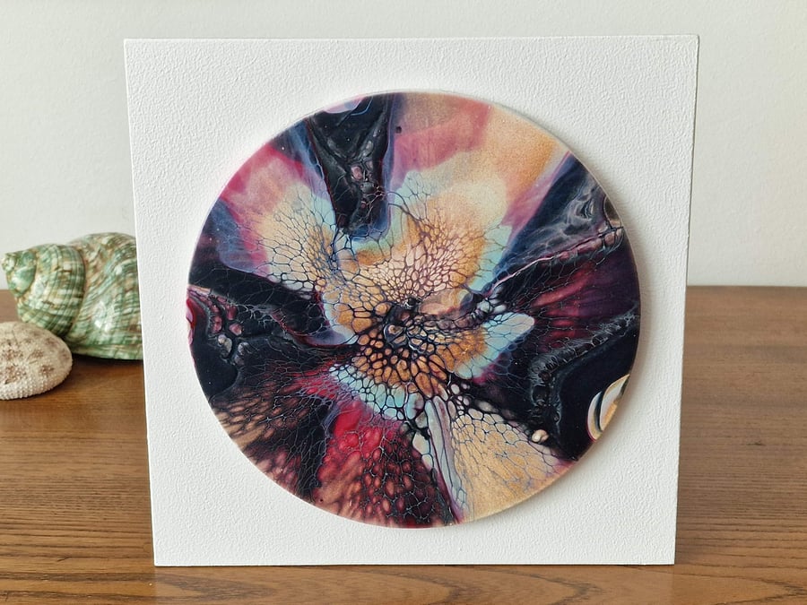 8" x 8" acrylic pour painting wall plaque