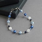 Royal Blue Single Strand Bracelet - Cobalt Blue Beaded Jewellery Gifts for Women