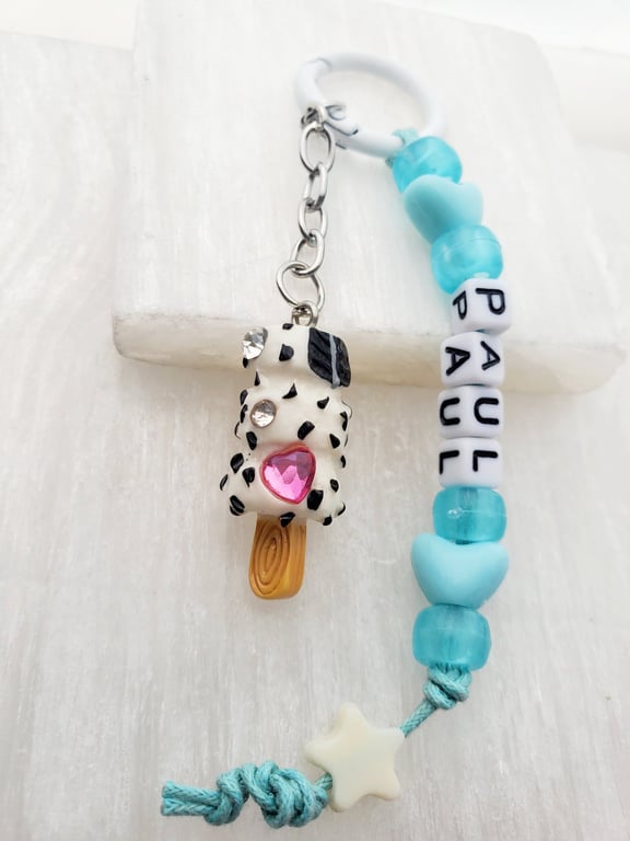 Ice lolly personalized name clip on bag