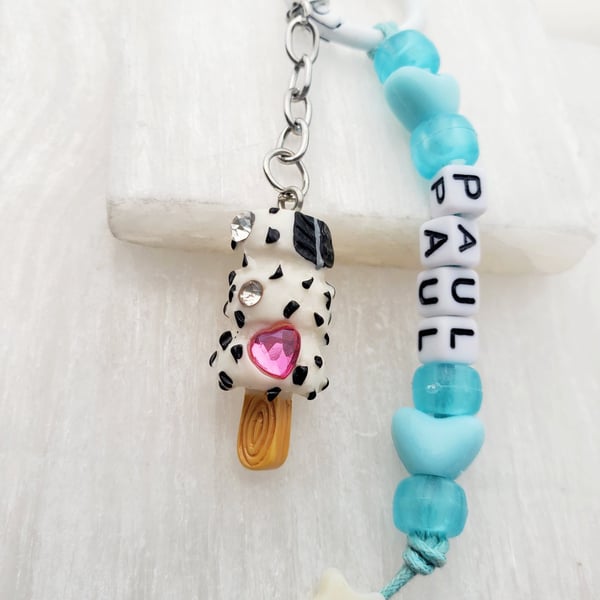 Ice lolly personalized name clip on bag