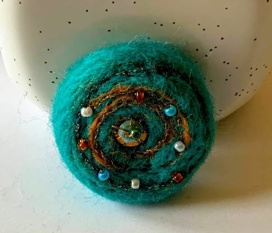 Merino wool felted brooch